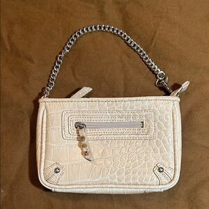 Liz Claiborne Cream Crocodile Embossed Wristlet